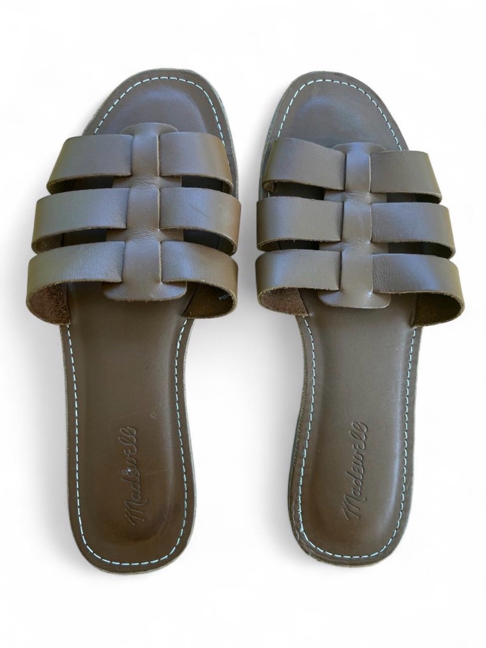 Woven Strap Slide Sandals in Dark Brown - Women's Casual Slide